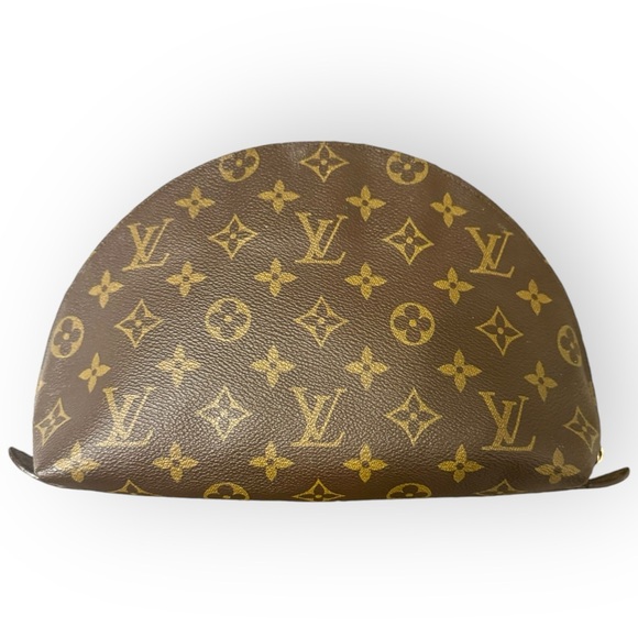 LOUIS VUITTON Authentic Monogram Trousse Demi Ronde Cosmetic Clutch Bag, Vintage - Picture 1 of 11